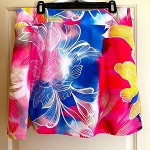 T by Talbots skort skirt tropical vibrant pink blue white size 1XP